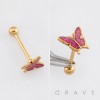 SPARKLING BUTTERFLY GLITTER CHARM 316L SURGICAL STEEL TONGUE BARBELL